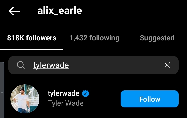 Tyler Wade is still following Alix Earle on Instagram